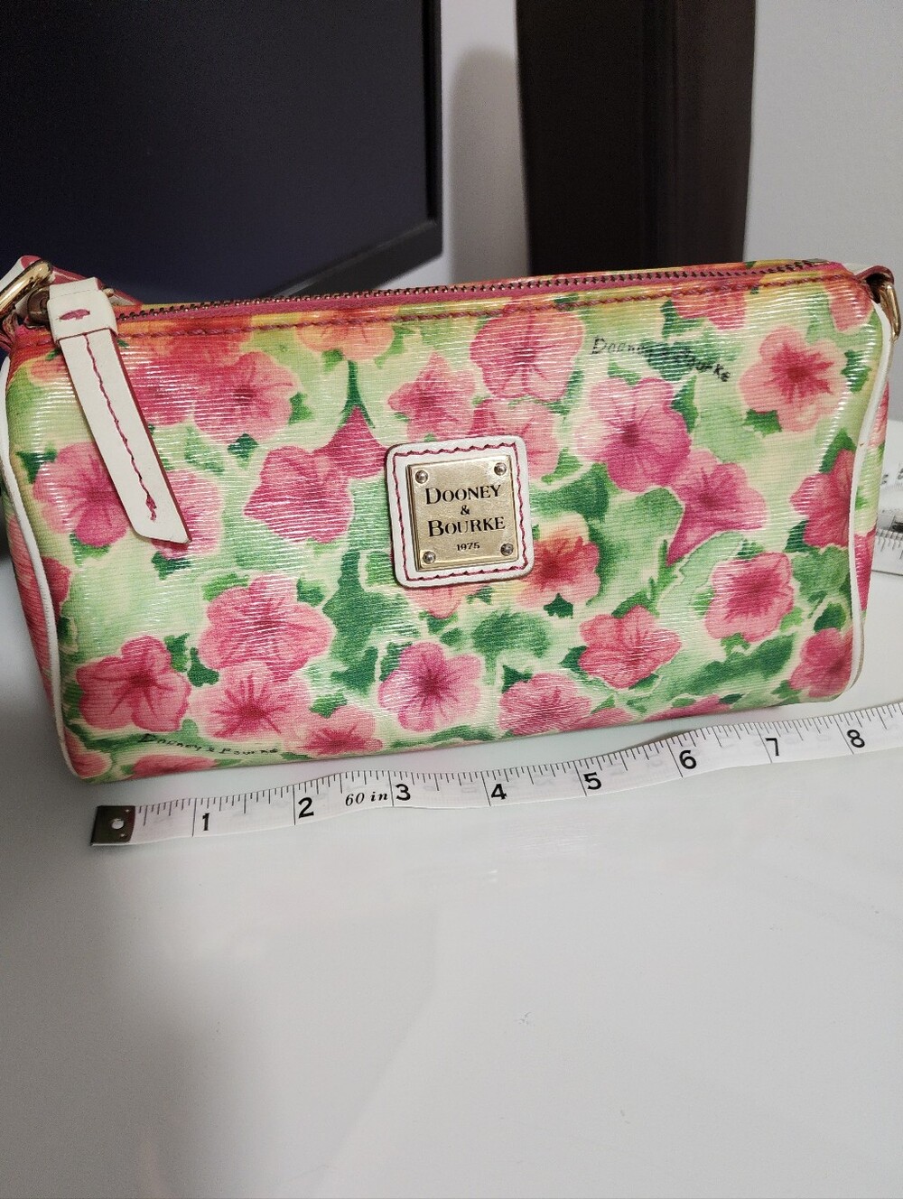 Dooney & Bourke Pink Floral Wristlet with Green Accents - Picture 5 of 12